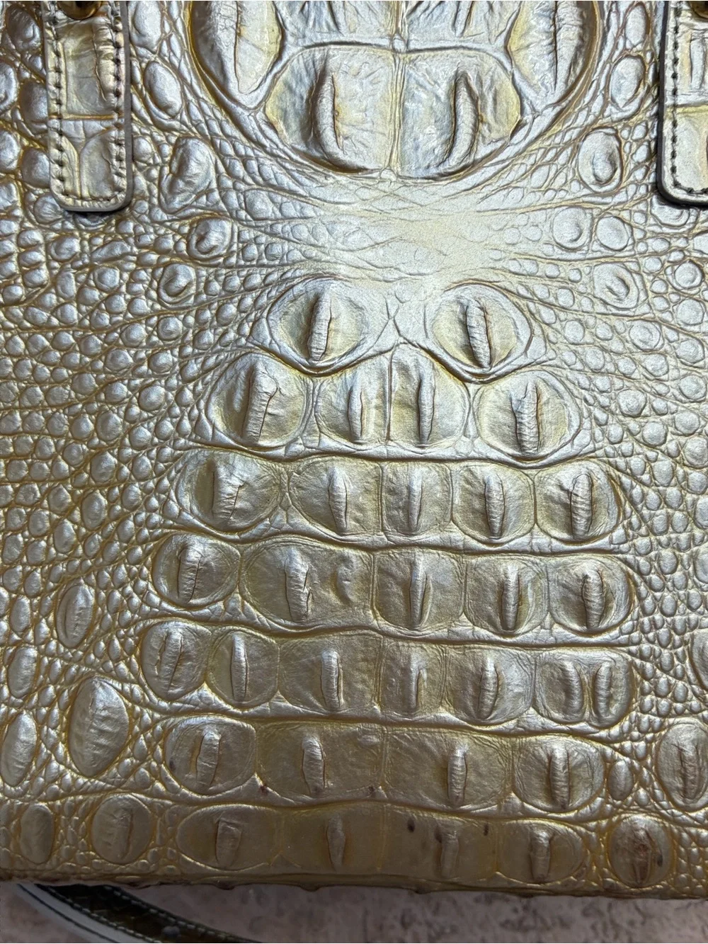 Brahmin Metallic Gold Croc-Embossed Satchel duxbury Melbourne medium M